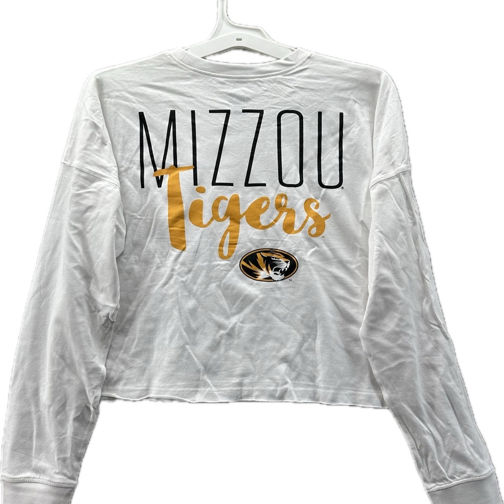 Rivalry Threads Mizzou Tigers White Cropped Long Sleeve Tee Shirt - Picture 1 of 8